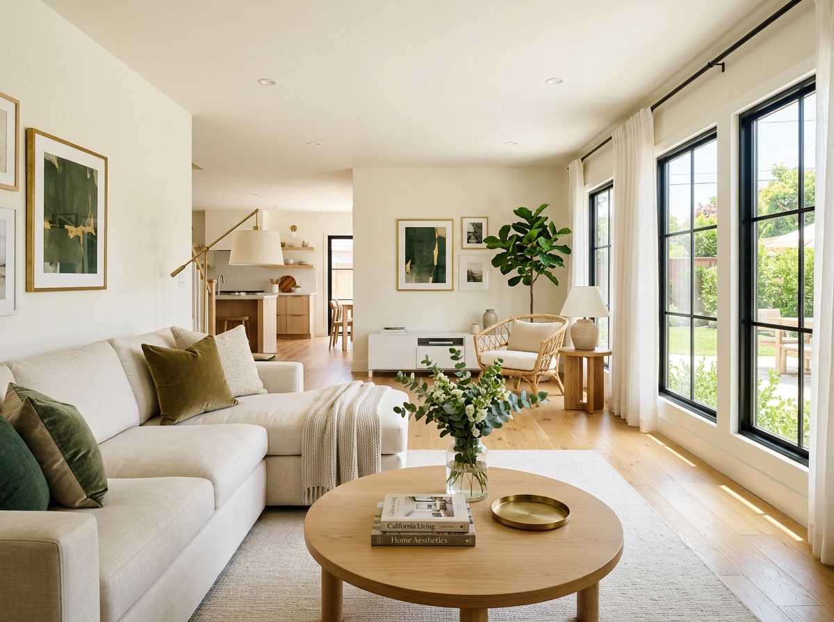 Bright, welcoming staged living room in a West Valley home